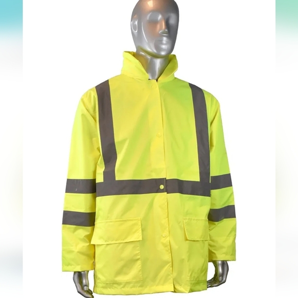 Radians RW10-3S1Y-L Industrial Safety Coated Rain Jacket - Picture 1 of 3